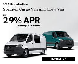 Special offer on 2025 Mercedes-Benz  2025 Mercedes-Benz Sprinter Cargo Van and Crew Van